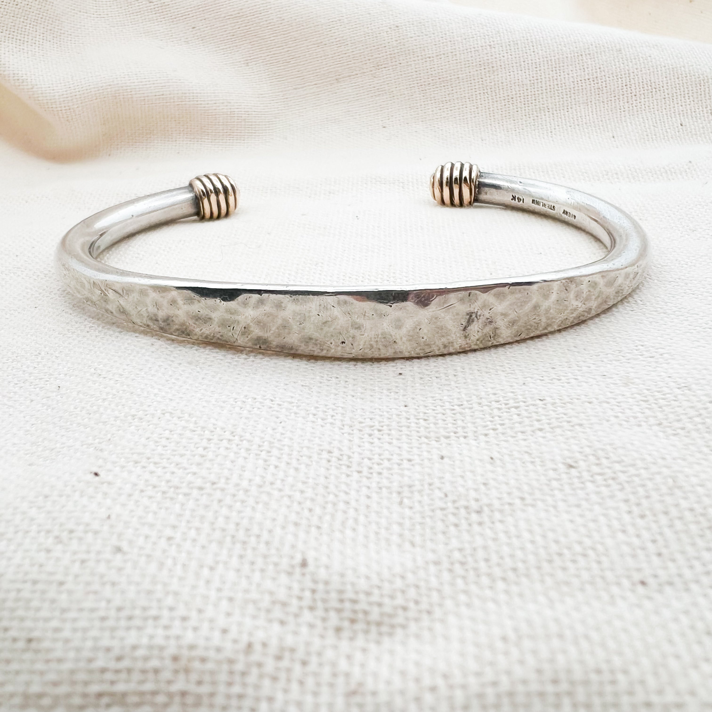Retired James Avery Two Tone Hammered Cuff Bracelet