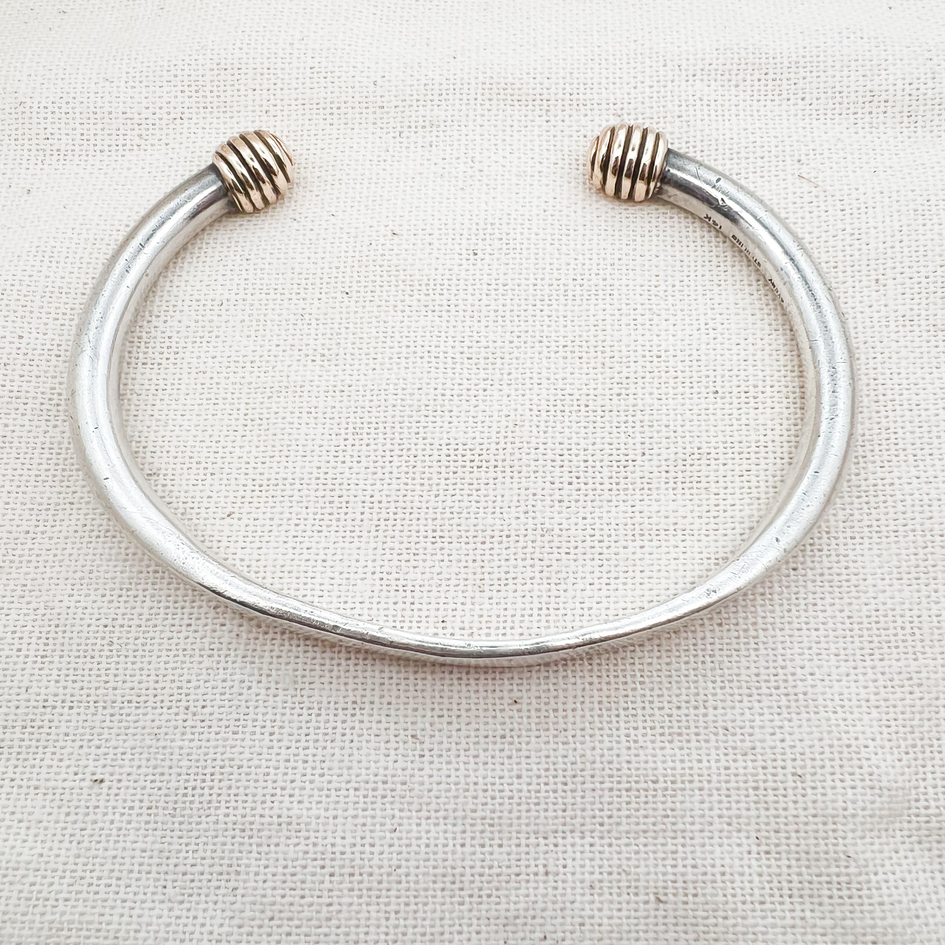 Retired James Avery Two Tone Hammered Cuff Bracelet