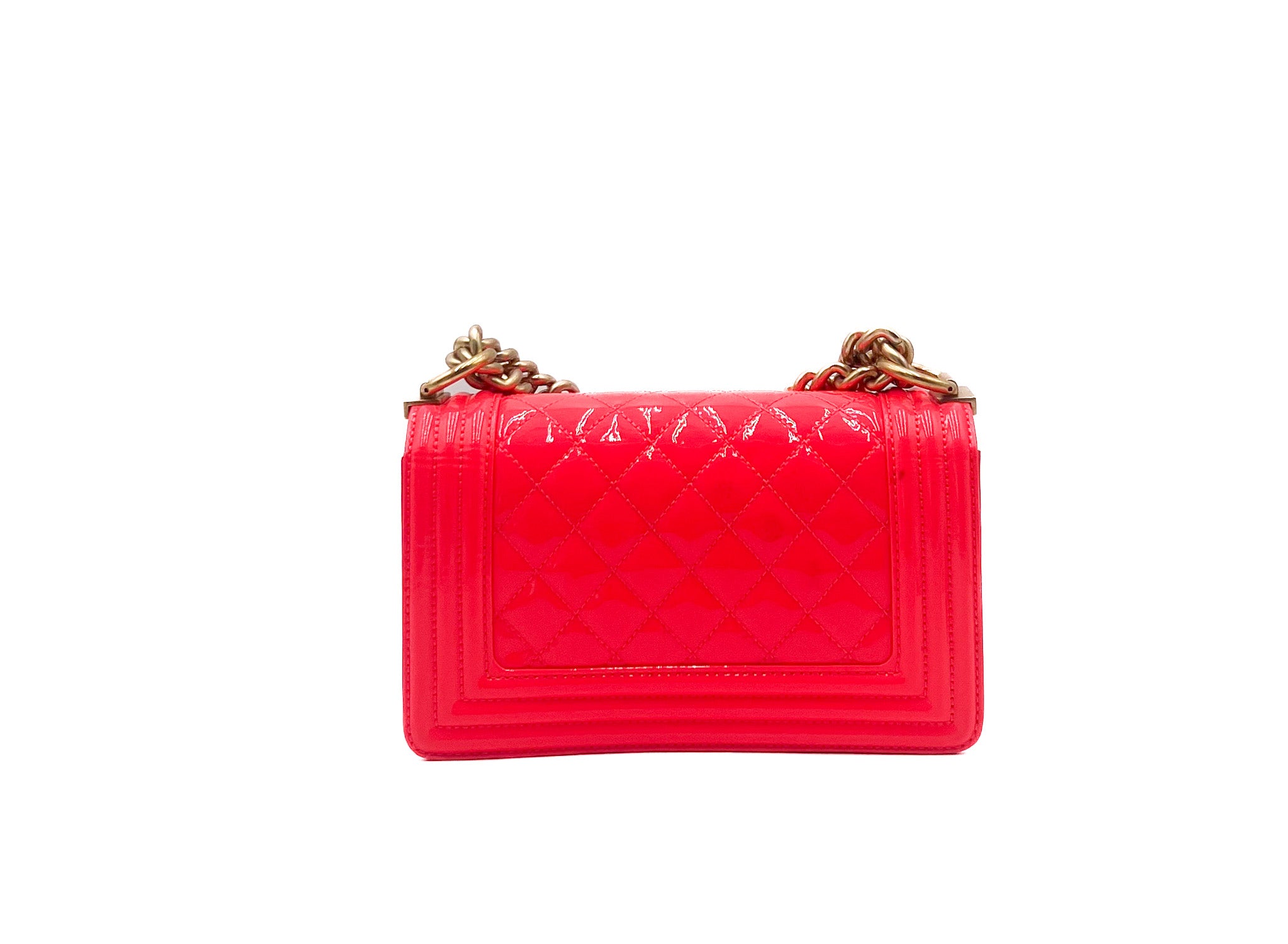 Chanel Pink Patent Boy Bag Small GHW