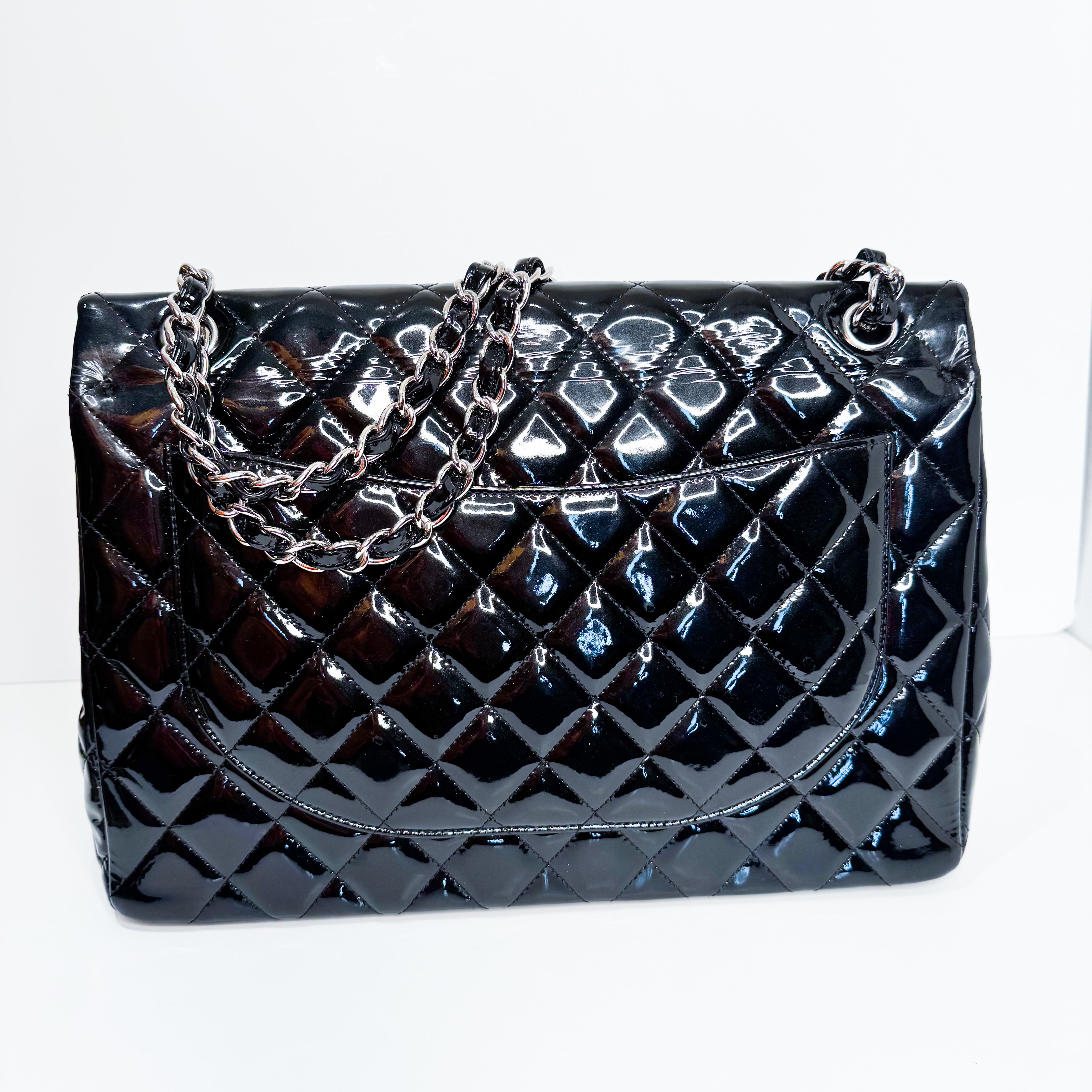Chanel Patent Leather Maxi Double Flap Bag 2011