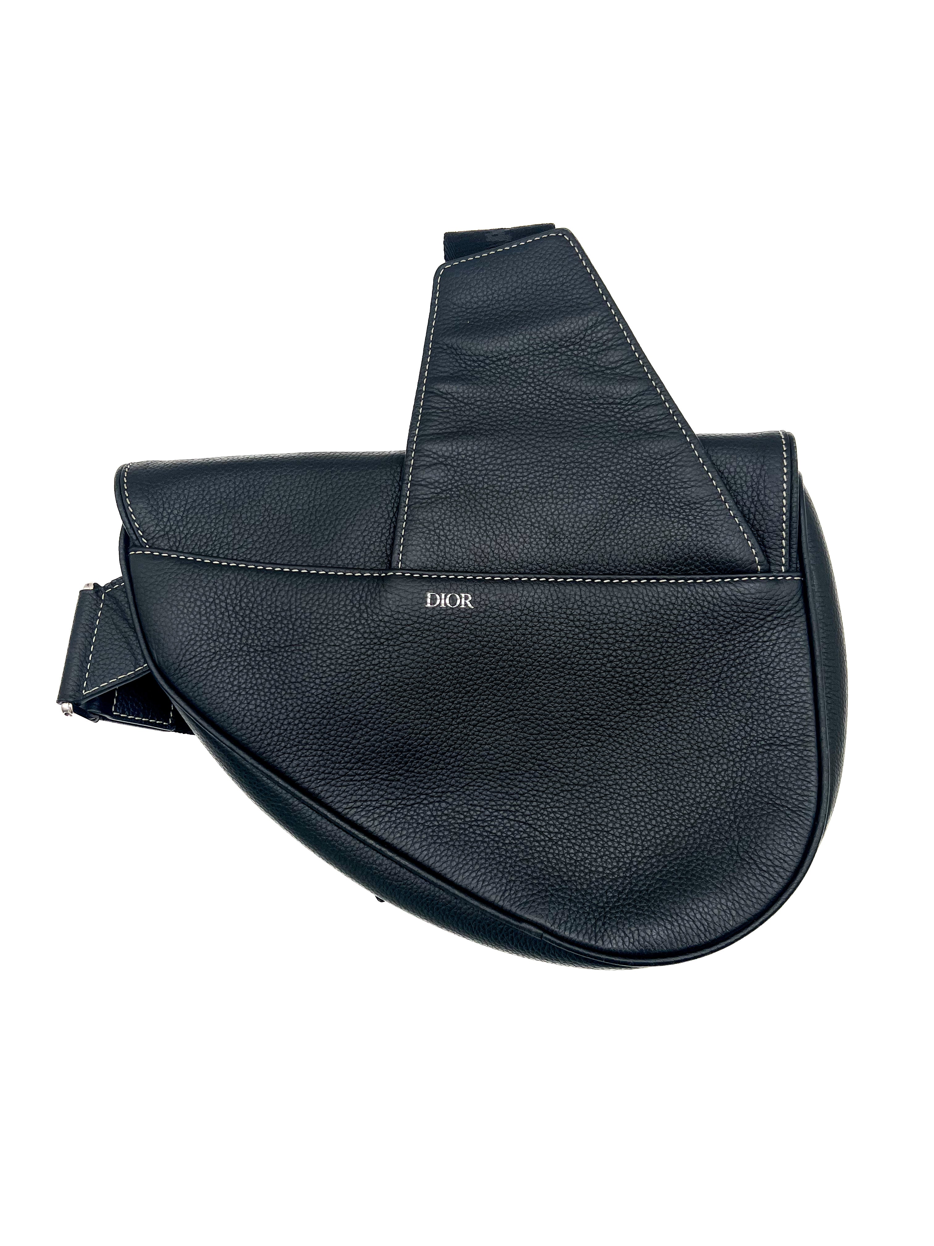 Christian Dior Stussy Black Calfskin Saddle Bag