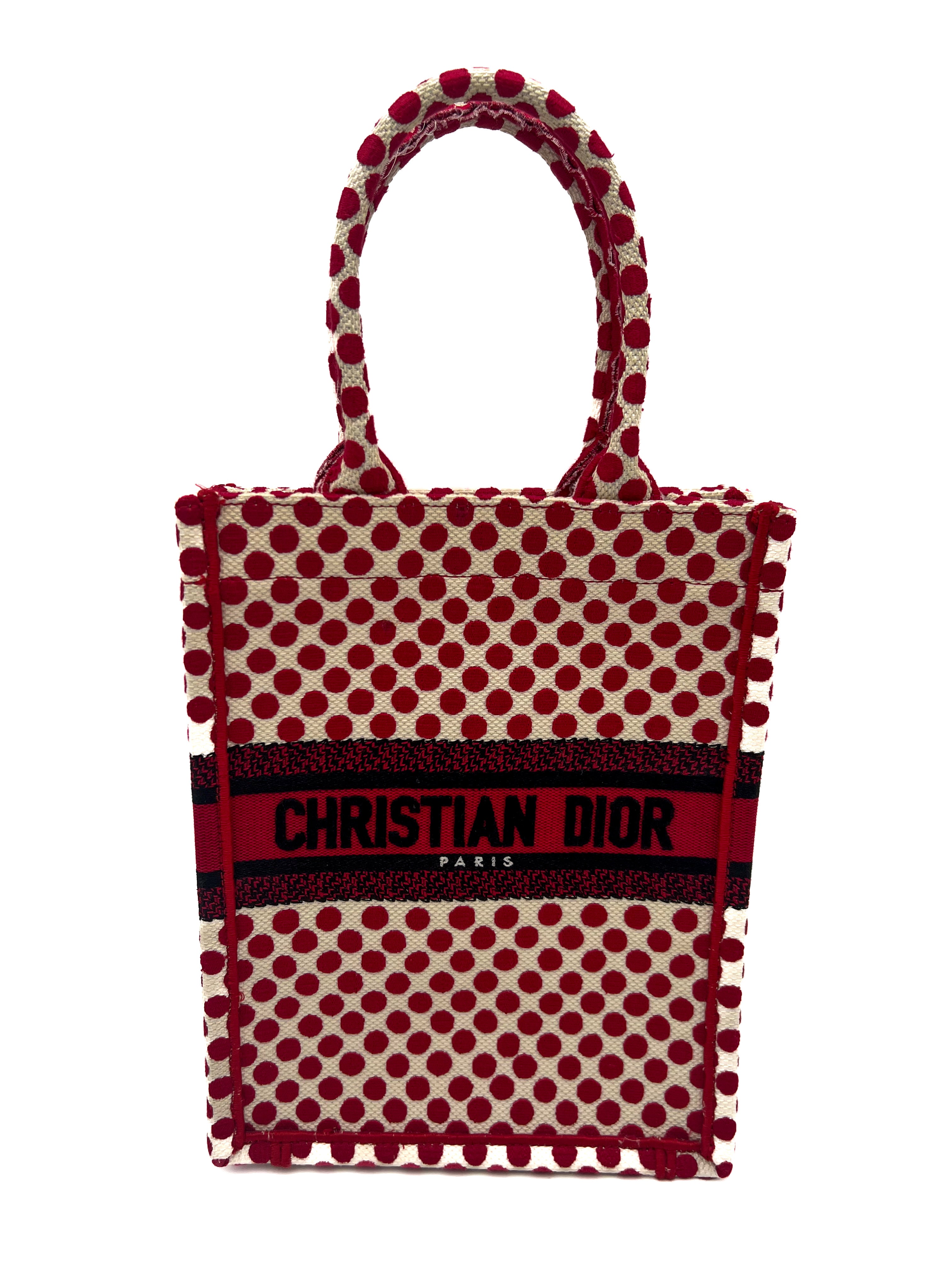 Christian Dior Amour Red Polka Dot Vertical Book Tote