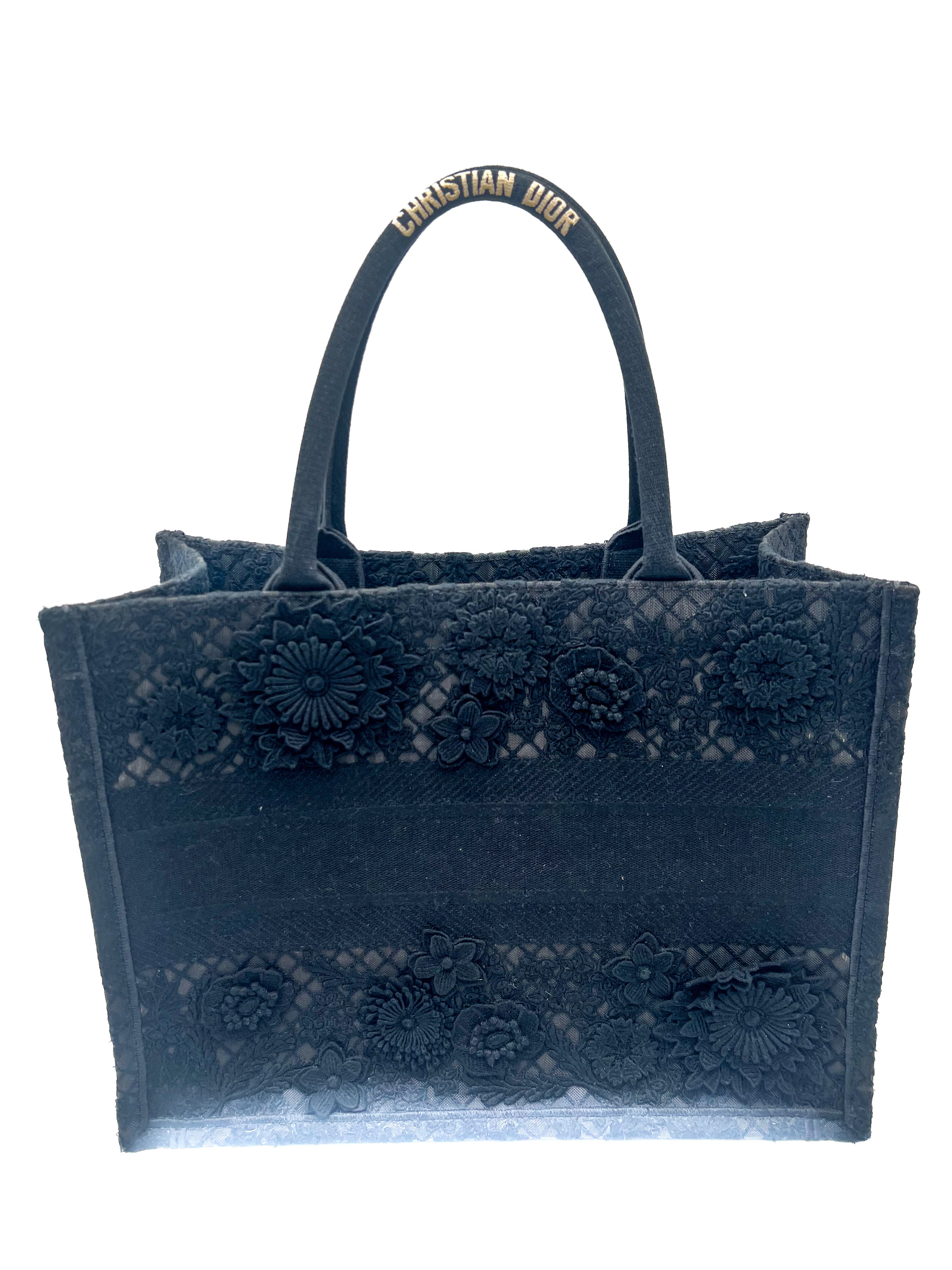 Christian Dior Black Lace Medium Book Tote