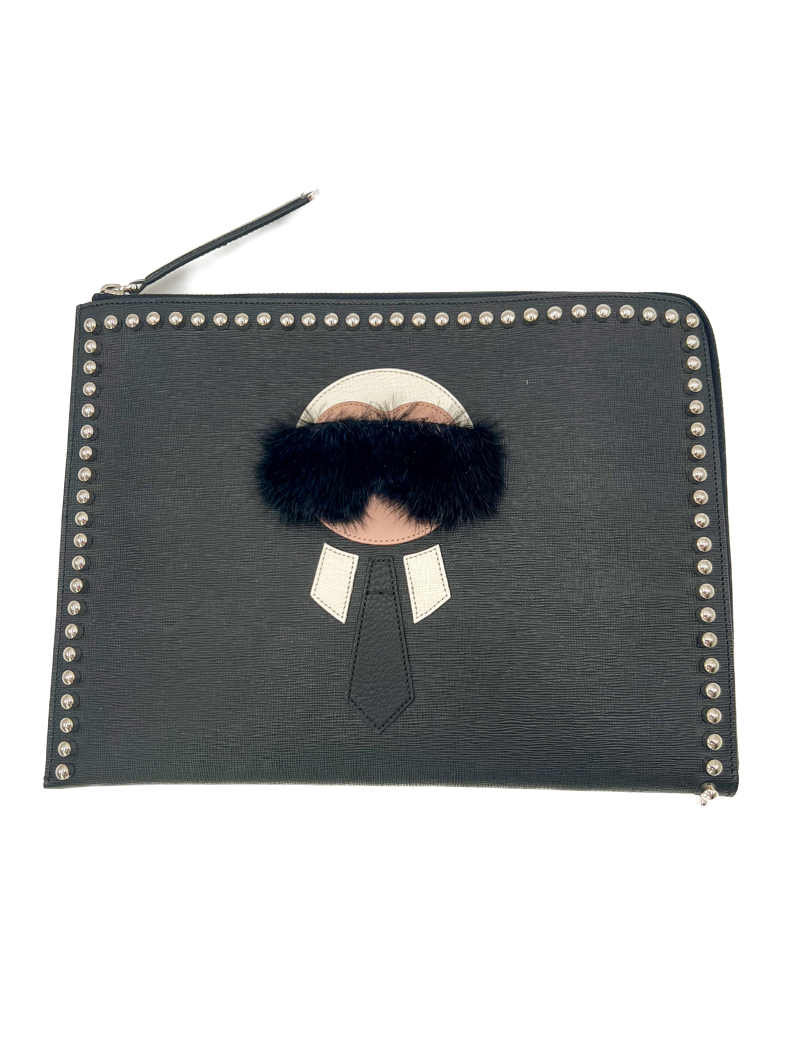 Fendi Black Karl Lagerfeld Clutch Bag