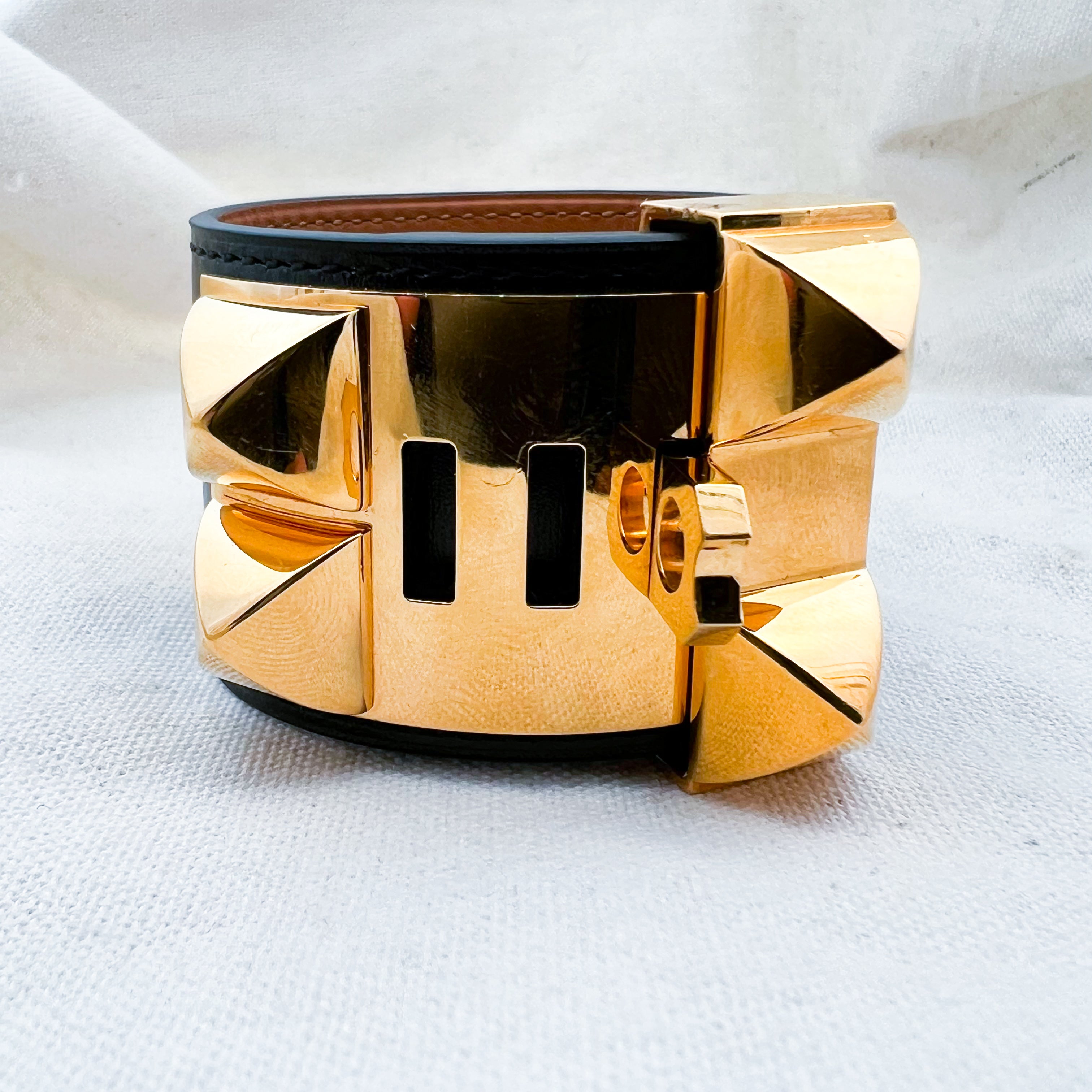 Hermes Collier De Chien CDC Bracelet Black Leather