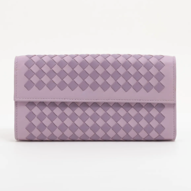 Bottega Veneta Two-Tone Purple Intrecciato Leather Long Wallet