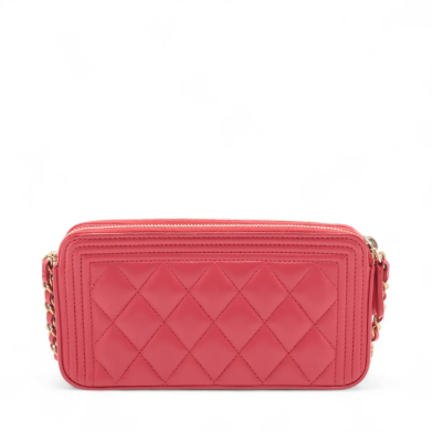 Chanel Hot Pink Boy Clutch with Chain