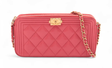 Chanel Hot Pink Boy Clutch with Chain