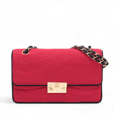 Chanel Cotten Red Single Flap Bag
