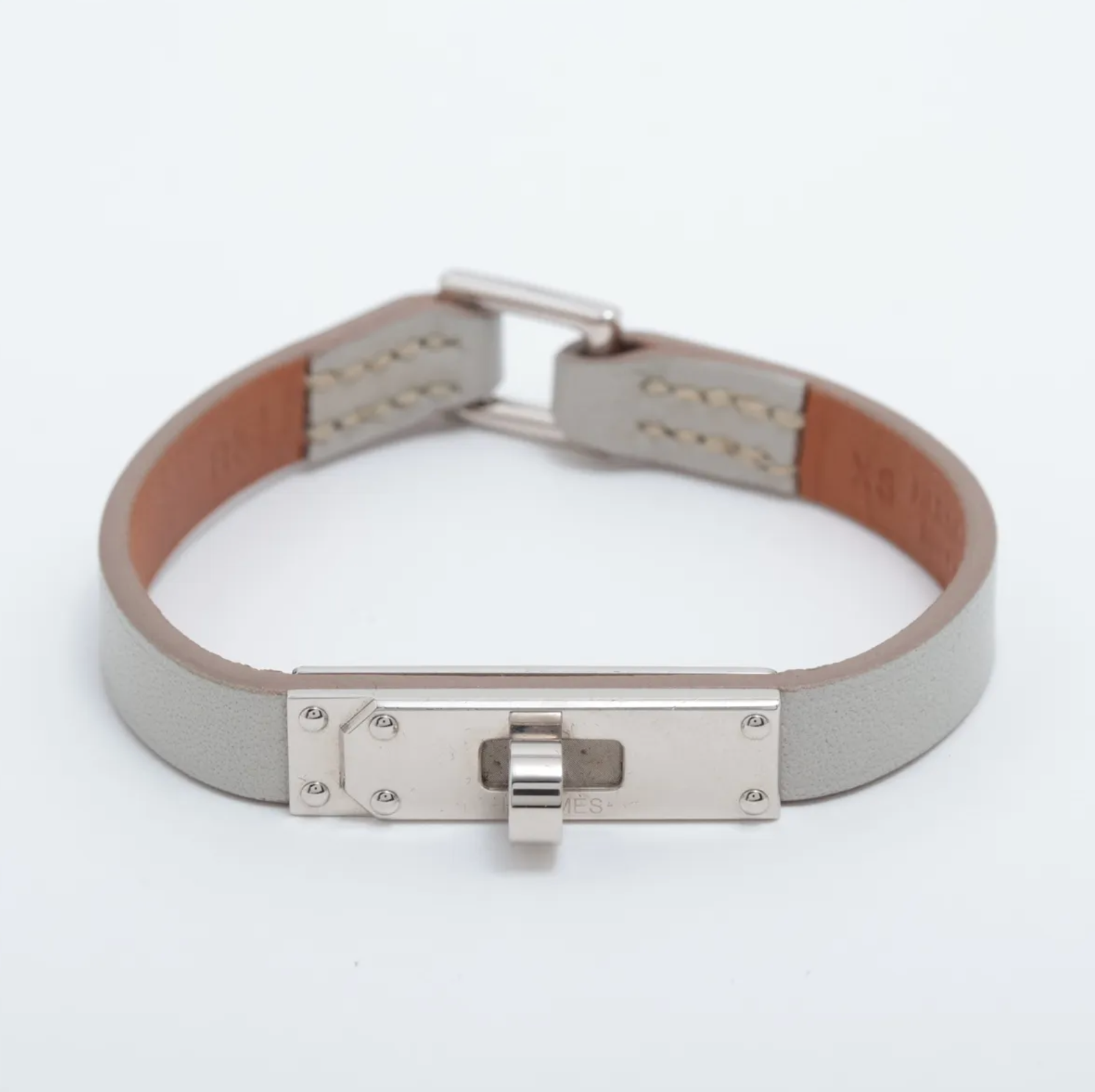 Hermes Grey Micro Kelly Leather Wrap Bracelet