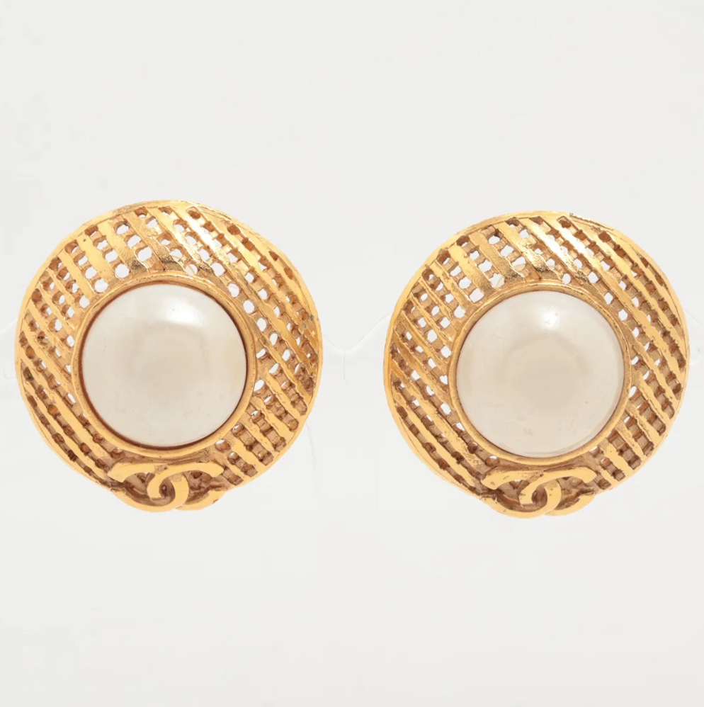 Chanel Faux Pearl Sphere Clip-on Earrings