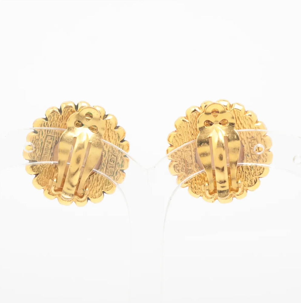 Chanel Faux Pearl Ribbed Clip on Earrings