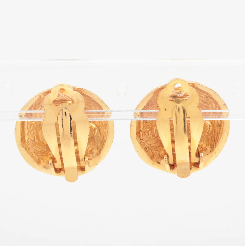 Chanel Coco Logo Dome Clip-on Earrings