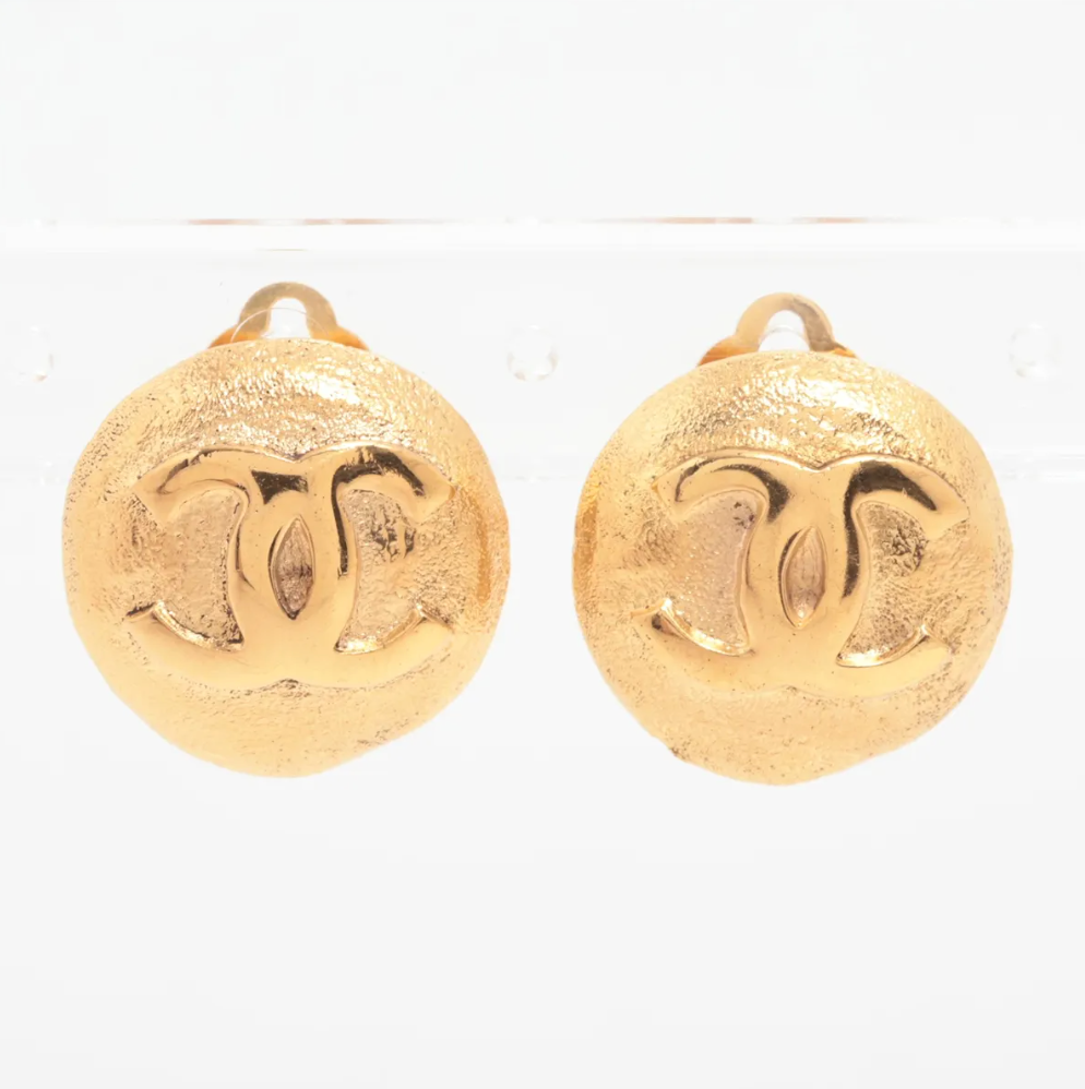 Chanel Coco Logo Dome Clip-on Earrings
