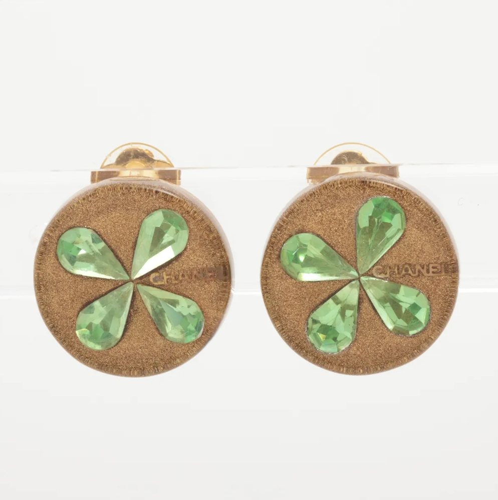 Chanel Resin Clover Clip-on Earrings