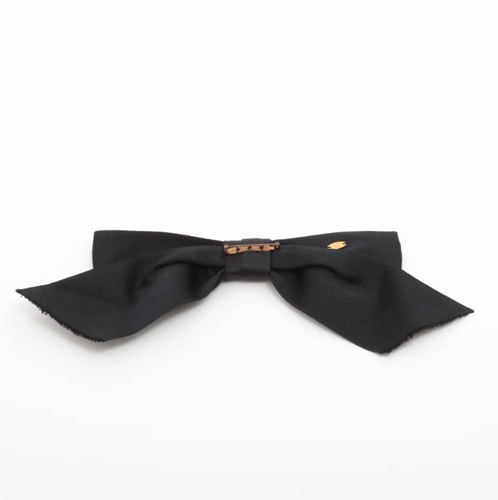 Chanel Black Ribbon Bow Tie Brooch