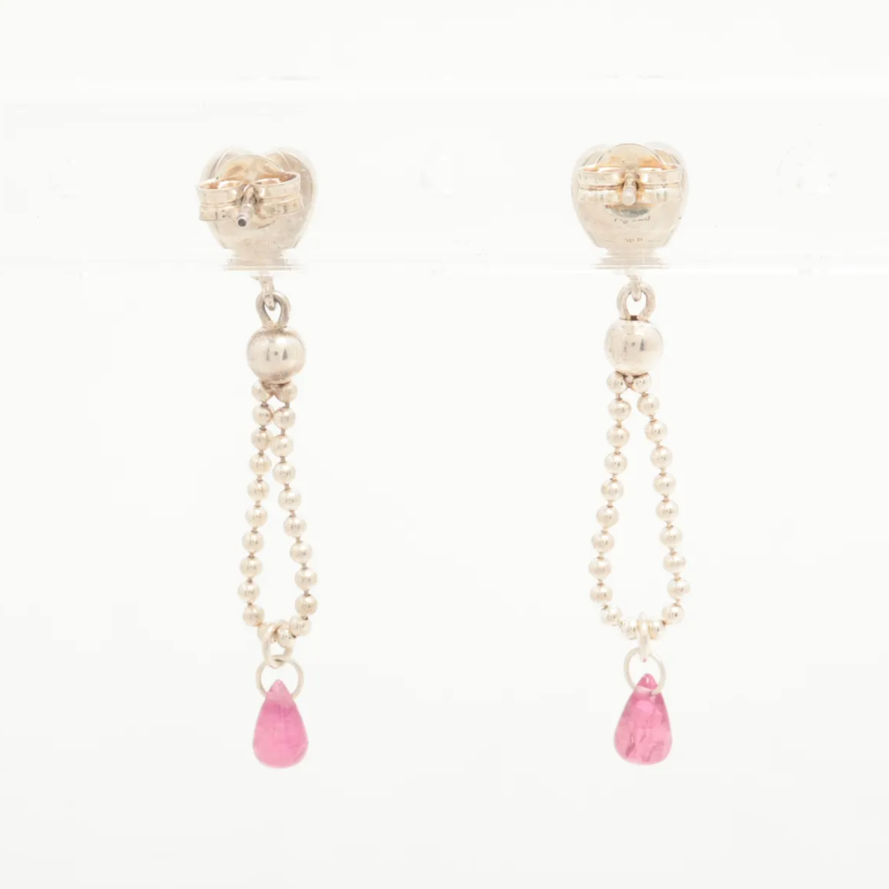 Gucci Sterling Silver Heart Logo Dangle Earrings