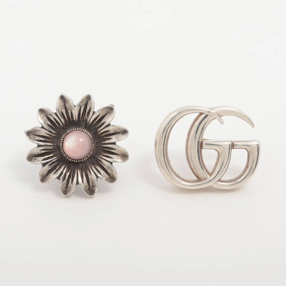 Gucci Sterling Silver GG Flower Stud Earrings