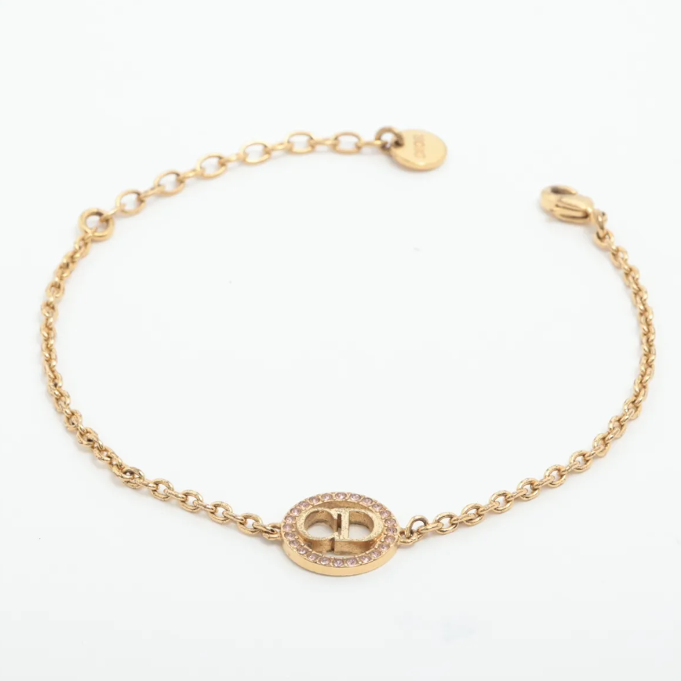 Christian Dior Rhinestone CD logo Bracelet