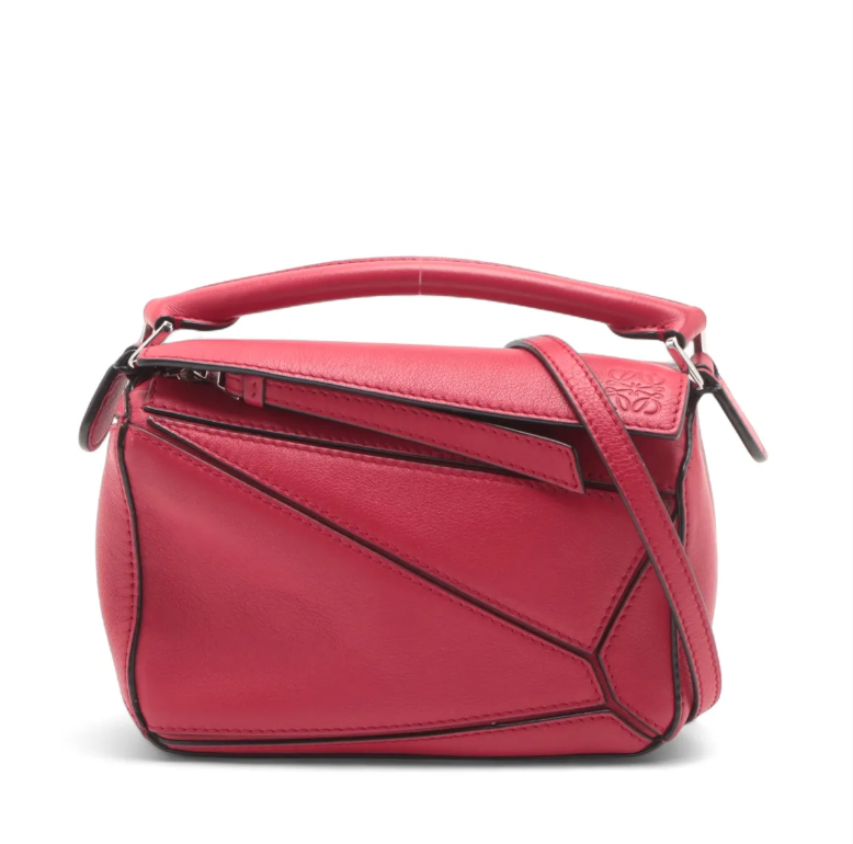 Loewe Red Mini Puzzle Bag Leather 2 Way Handbag