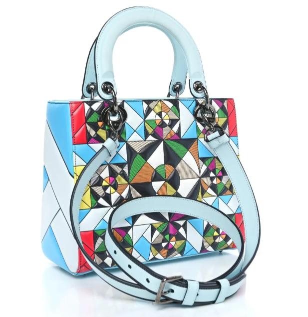 Christian Dior Multicolor Eduardo Terrazas Lady Dior Two Way Tote Bag