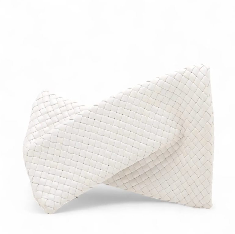 Bottega Veneta White Intrecciato Crisscross Leather Clutch Bag