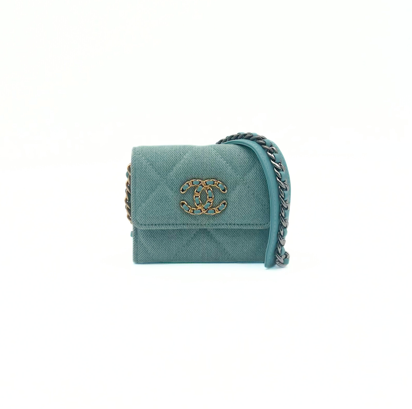 Chanel 19 Denim Wallet on a Chain WOC G&GMHW